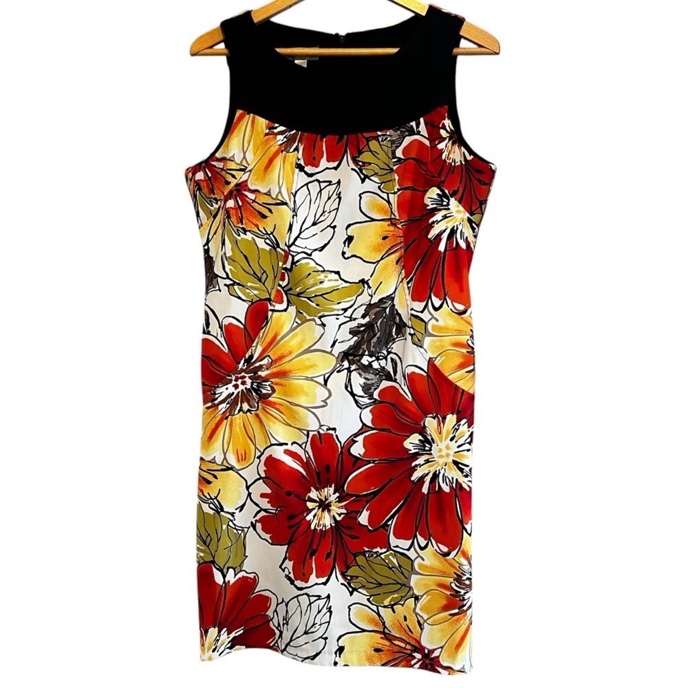 Dress Barn Sheath Floral Tropical Sleeveless Summer Dress Size 14